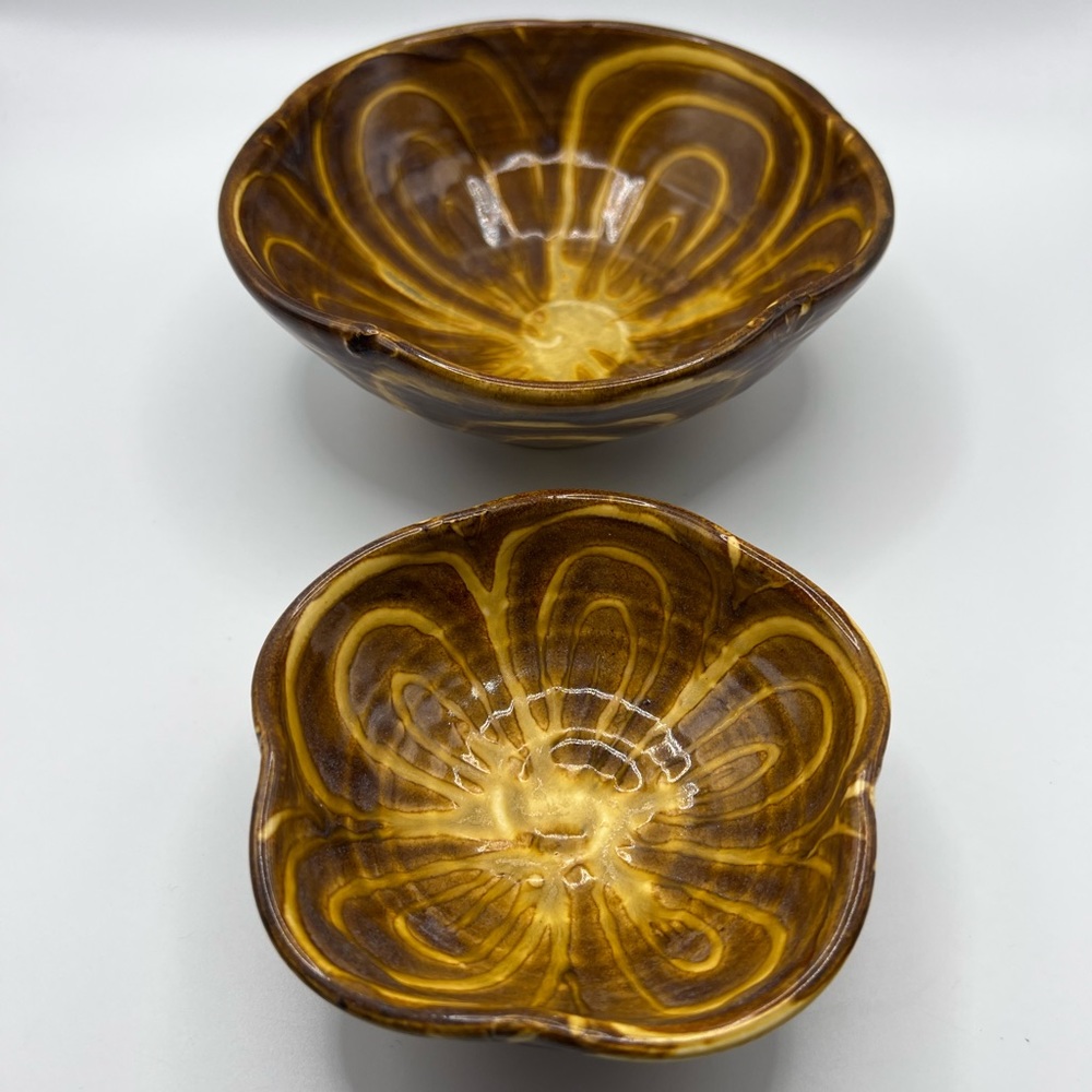Studio art pottery glazed bowls (set of two)